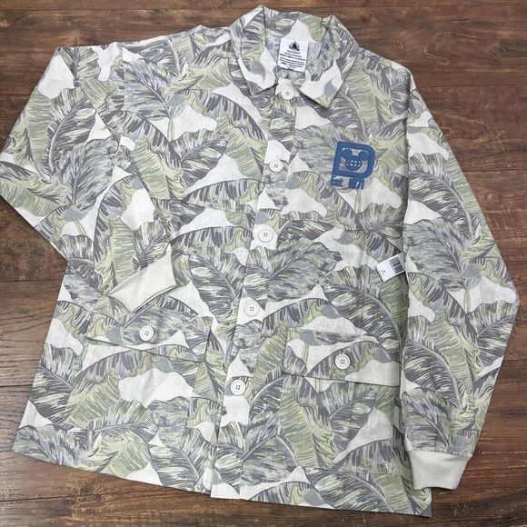 Disney World Spirit Jersey NEW Tropical Leaves Button Down‎ Men M L/S NWT - Picture 1 of 8